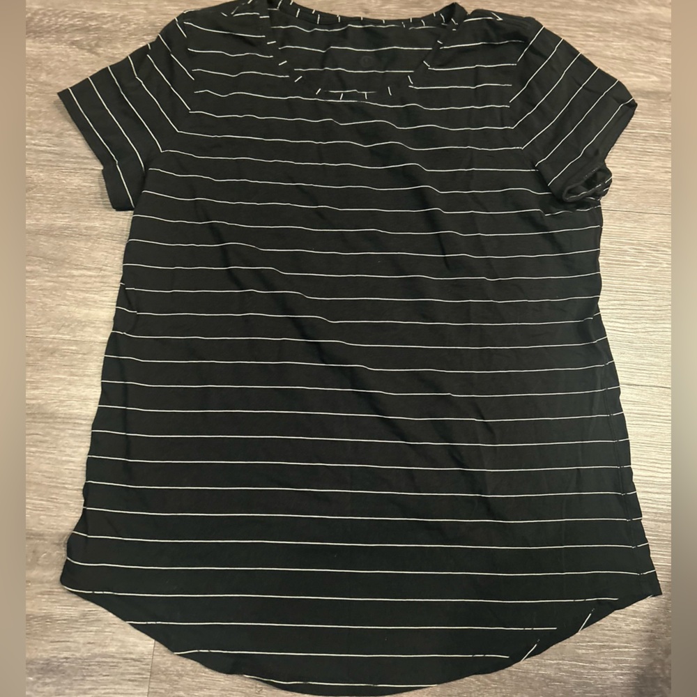 Lululemon Athletica Black and White Striped Love Crew
